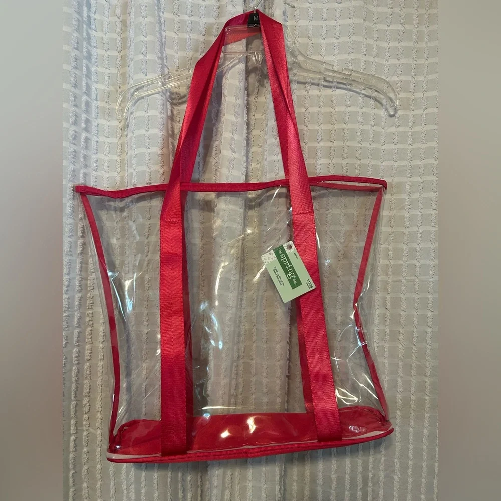 Clear Tote‎ Bag with Hot Pink Accents